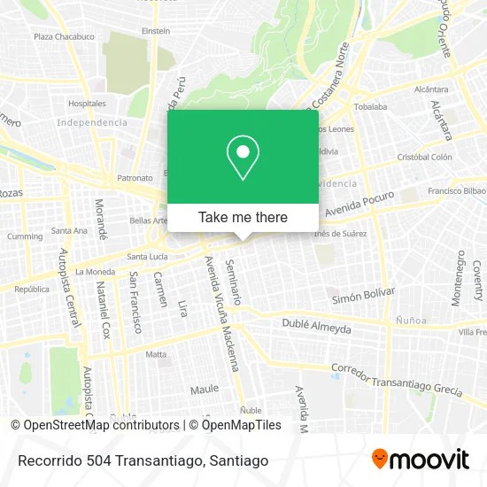 Recorrido 504 Transantiago map