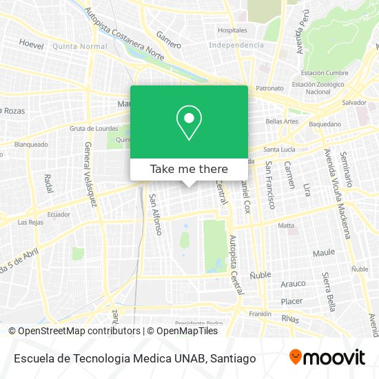 Mapa de Escuela de Tecnologia Medica UNAB