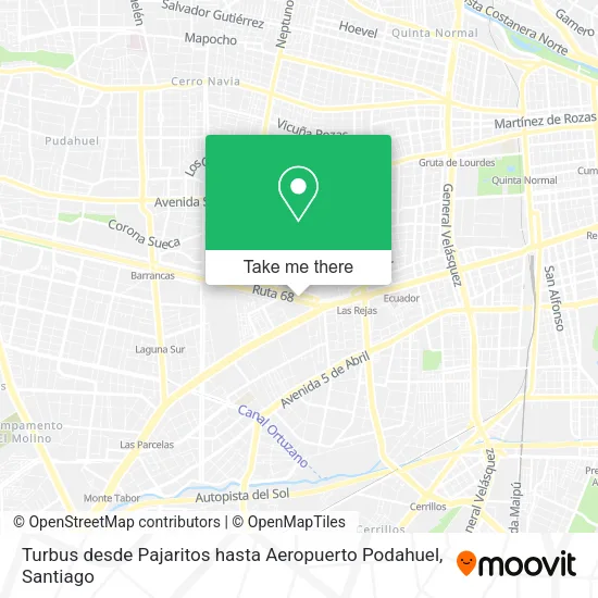 Turbus desde Pajaritos hasta Aeropuerto Podahuel map