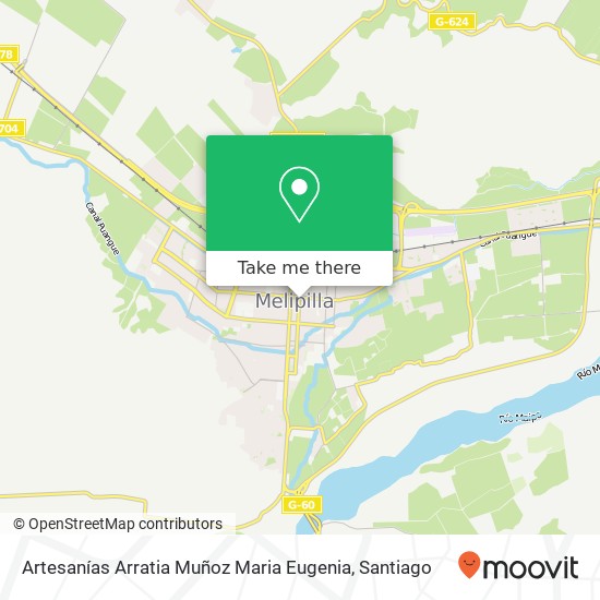 Mapa de Artesanías Arratia Muñoz Maria Eugenia, Avenida Serrano 407 9580000 Melipilla, Melipilla, Región Metropolitana de Santiago