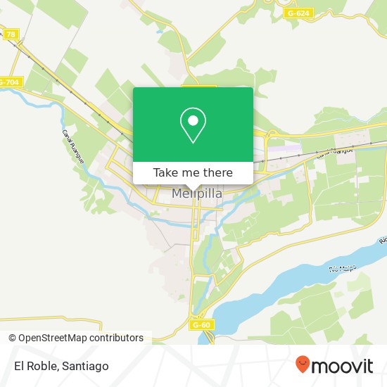 Mapa de El Roble, Avenida Ortúzar 446 9580000 Melipilla, Melipilla, Región Metropolitana de Santiago