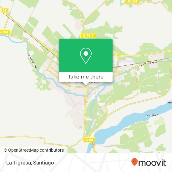 La Tigresa, Avenida Ortúzar 635 9580000 Melipilla, Melipilla, Región Metropolitana de Santiago map
