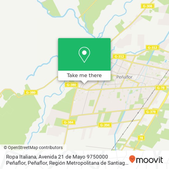Mapa de Ropa Italiana, Avenida 21 de Mayo 9750000 Peñaflor, Peñaflor, Región Metropolitana de Santiago