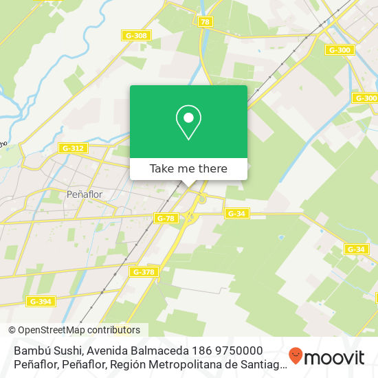 Mapa de Bambú Sushi, Avenida Balmaceda 186 9750000 Peñaflor, Peñaflor, Región Metropolitana de Santiago
