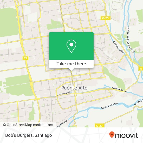Mapa de Bob's Burgers, Avenida Concha y Toro 8150000 Puente Alto, Puente Alto, Región Metropolitana de Santiago