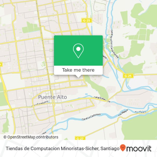 Tiendas de Computacion Minoristas-Sicher, Pasaje Los Olmecas 8150000 Puente Alto, Puente Alto, Región Metropolitana de Santiago map