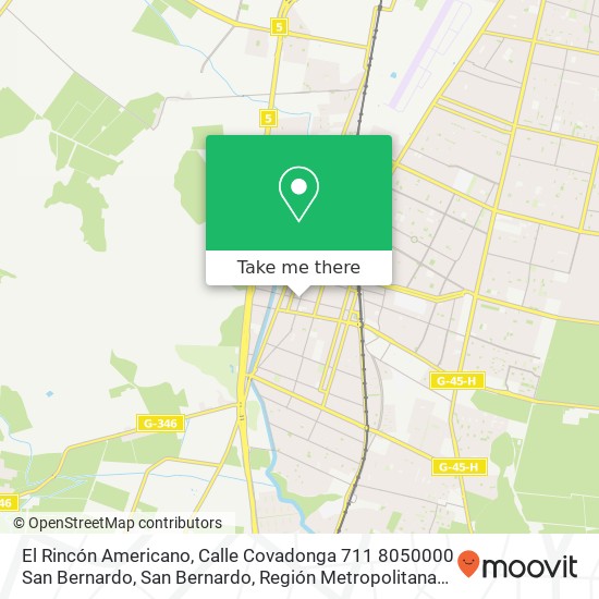 Mapa de El Rincón Americano, Calle Covadonga 711 8050000 San Bernardo, San Bernardo, Región Metropolitana de Santiago