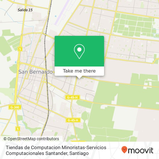 Mapa de Tiendas de Computacion Minoristas-Servicios Computacionales Santander, Calle Pirineos 1125 8050000 San Bernardo, San Bernardo, Región Metropolitana de Santiago