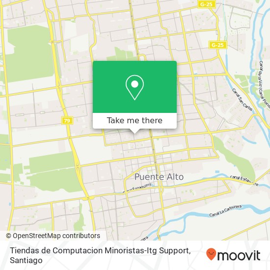 Mapa de Tiendas de Computacion Minoristas-Itg Support, Pasaje Asís 1511 8150000 Puente Alto, Puente Alto, Región Metropolitana de Santiago