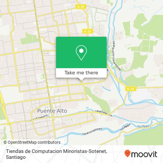 Mapa de Tiendas de Computacion Minoristas-Sotenet, Avenida México 1485 8150000 Puente Alto, Puente Alto, Región Metropolitana de Santiago