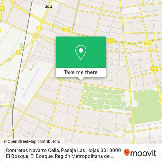 Mapa de Contreras Navarro Celia, Pasaje Las Hojas 8010000 El Bosque, El Bosque, Región Metropolitana de Santiago