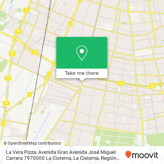 La Vera Pizza, Avenida Gran Avenida José Miguel Carrera 7970000 La Cisterna, La Cisterna, Región Metropolitana de map
