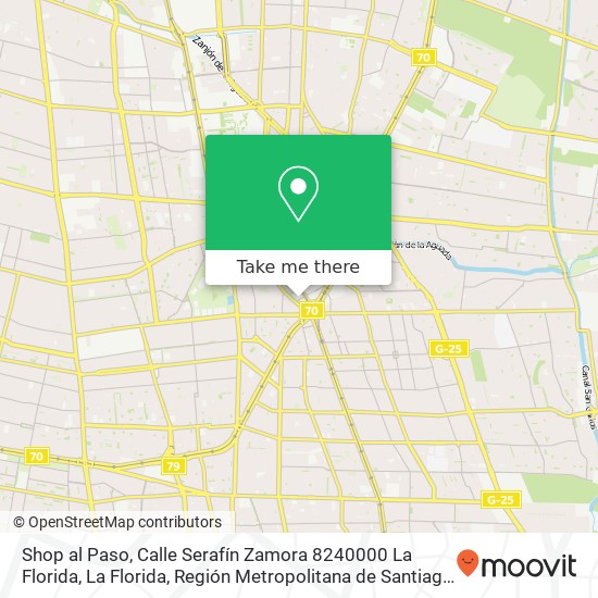 Mapa de Shop al Paso, Calle Serafín Zamora 8240000 La Florida, La Florida, Región Metropolitana de Santiago