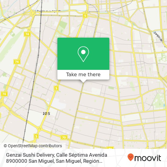 Genzai Sushi Delivery, Calle Séptima Avenida 8900000 San Miguel, San Miguel, Región Metropolitana de Santiago map