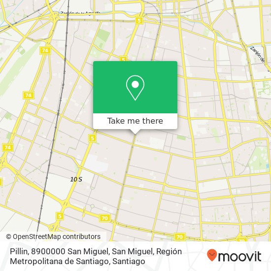 Mapa de Pillin, 8900000 San Miguel, San Miguel, Región Metropolitana de Santiago