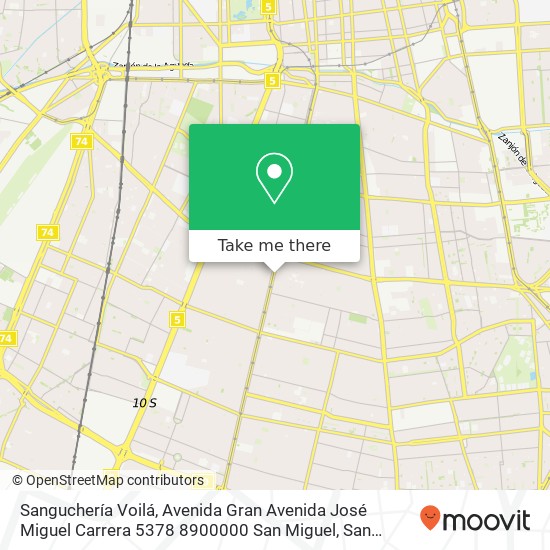 Sanguchería Voilá, Avenida Gran Avenida José Miguel Carrera 5378 8900000 San Miguel, San Miguel, Región Metropolitana map