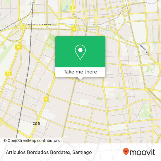 Mapa de Artículos Bordados Bordatex, Calle Chiloé 5437 8900000 San Miguel, San Miguel, Región Metropolitana de Santiago