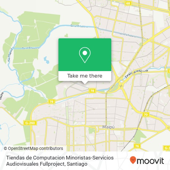 Mapa de Tiendas de Computacion Minoristas-Servicios Audiovisuales Fullproject, Pasaje Sinfonía 9250000 Maipú, Maipú, Región Metropolitana de Santiago