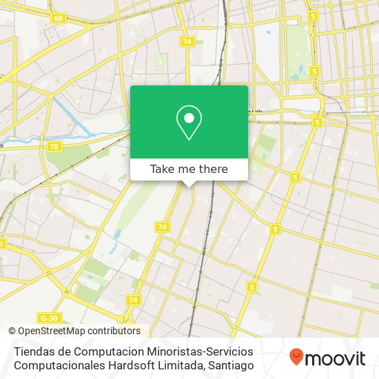 Mapa de Tiendas de Computacion Minoristas-Servicios Computacionales Hardsoft Limitada, Calle Guerrilla 8460000 Pedro Aguirre Cerda, Pedro Aguirre Cerda, Región Metropolitana de Santiago