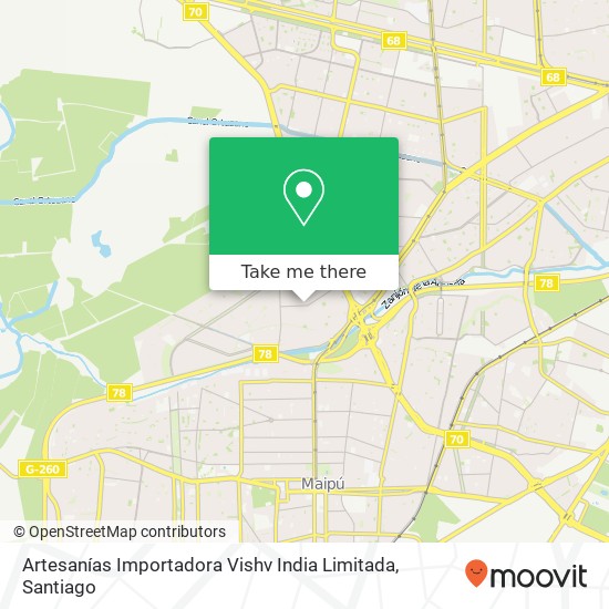 Mapa de Artesanías Importadora Vishv India Limitada, Avenida Alto Jahuel 609 9250000 Maipú, Maipú, Región Metropolitana de Santiago