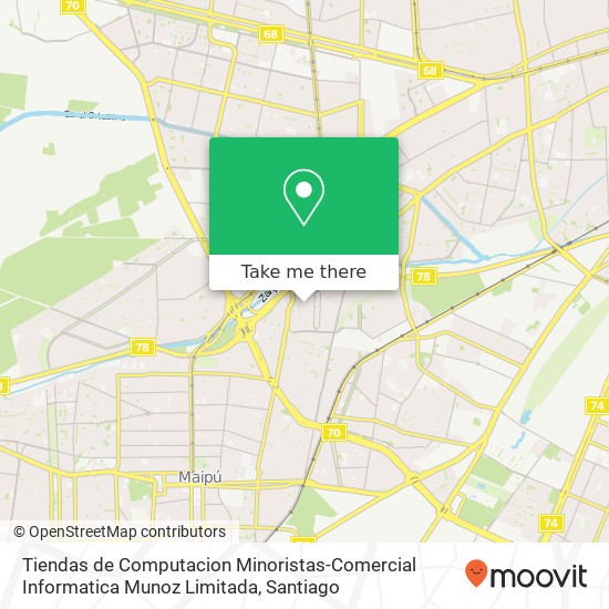 Mapa de Tiendas de Computacion Minoristas-Comercial Informatica Munoz Limitada, Calle Los Ministros 1400 9250000 Maipú, Maipú, Región Metropolitana de Santiago
