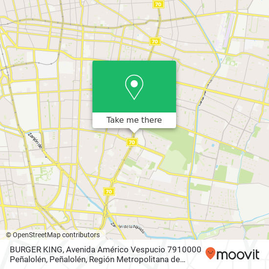 Mapa de BURGER KING, Avenida Américo Vespucio 7910000 Peñalolén, Peñalolén, Región Metropolitana de Santiago