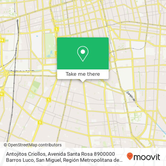 Antojitos Criollos, Avenida Santa Rosa 8900000 Barros Luco, San Miguel, Región Metropolitana de Santiago map