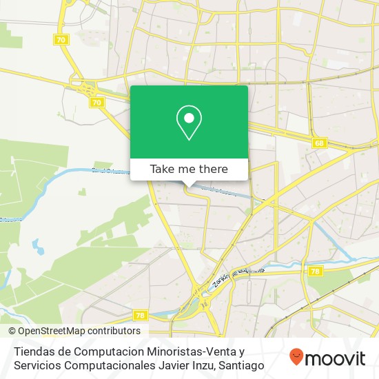 Mapa de Tiendas de Computacion Minoristas-Venta y Servicios Computacionales Javier Inzu, Pasaje Parque Metropolitano 5552 9250000 Maipú, Maipú, Región Metropolitana de Santiago