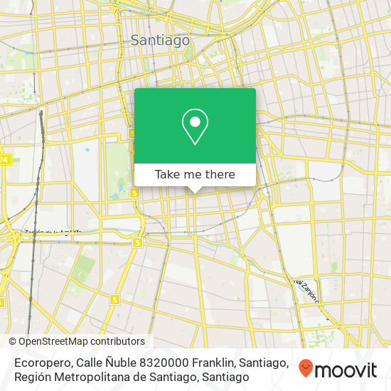 Ecoropero, Calle Ñuble 8320000 Franklin, Santiago, Región Metropolitana de Santiago map