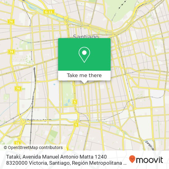 Tataki, Avenida Manuel Antonio Matta 1240 8320000 Victoria, Santiago, Región Metropolitana de Santiago map