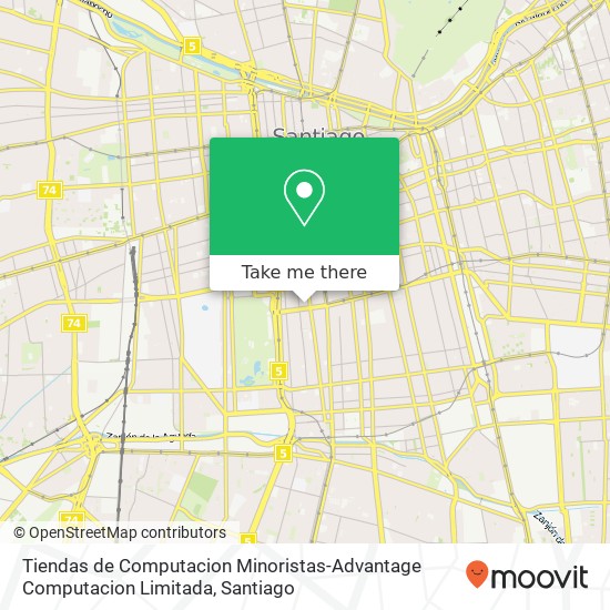 Mapa de Tiendas de Computacion Minoristas-Advantage Computacion Limitada, Calle Roberto Espinoza 1055 8320000 Parque Almagro, Santiago, Región Metropolitana de Santiago