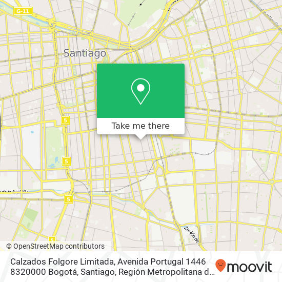 Calzados Folgore Limitada, Avenida Portugal 1446 8320000 Bogotá, Santiago, Región Metropolitana de Santiago map