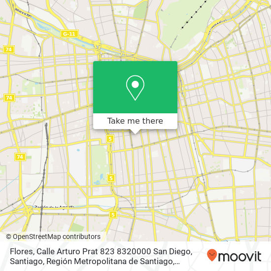 Flores, Calle Arturo Prat 823 8320000 San Diego, Santiago, Región Metropolitana de Santiago map