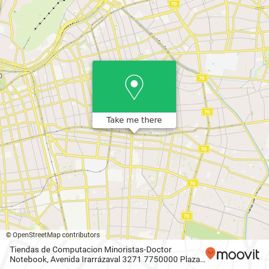 Tiendas de Computacion Minoristas-Doctor Notebook, Avenida Irarrázaval 3271 7750000 Plaza Ñuñoa, Ñuñoa, Región Metropolitana de Santiago map