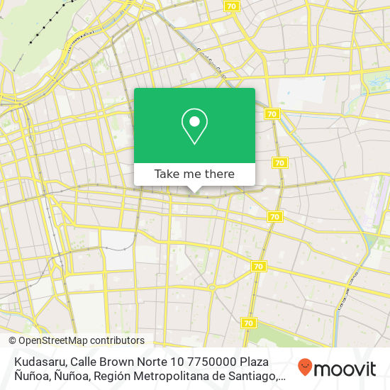 Kudasaru, Calle Brown Norte 10 7750000 Plaza Ñuñoa, Ñuñoa, Región Metropolitana de Santiago map