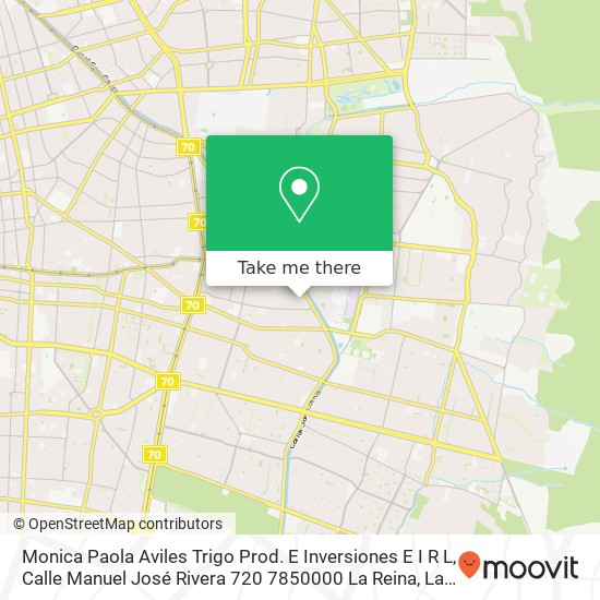 Monica Paola Aviles Trigo Prod. E Inversiones E I R L, Calle Manuel José Rivera 720 7850000 La Reina, La Reina, Región Metropolitana de Santiago map