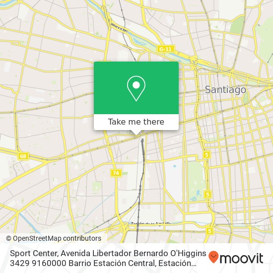 Sport Center, Avenida Libertador Bernardo O'Higgins 3429 9160000 Barrio Estación Central, Estación Central, Regió map