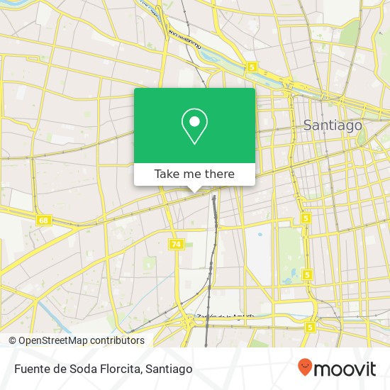 Mapa de Fuente de Soda Florcita, Avenida Libertador Bernardo O'Higgins 9160000 Barrio Estación Central, Estación Central, Región Met