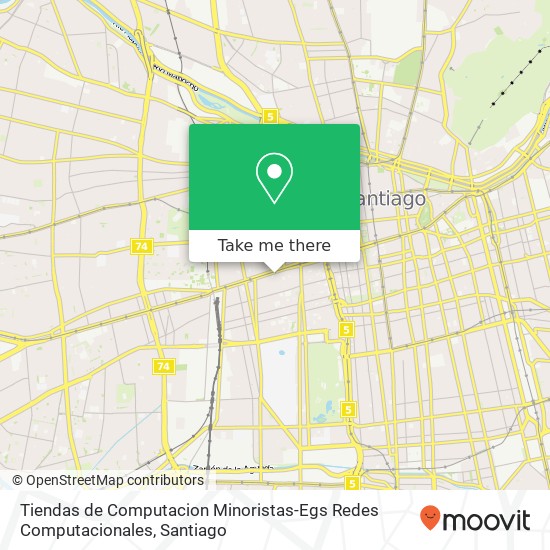 Mapa de Tiendas de Computacion Minoristas-Egs Redes Computacionales, Calle Virginia Opazo 18 8320000 Universitario de Santiago, Santiago, Región Metropolitana de Santia