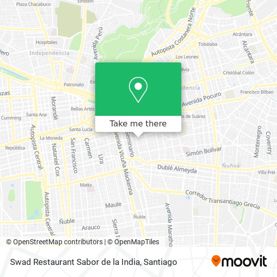 Mapa de Swad Restaurant Sabor de la India