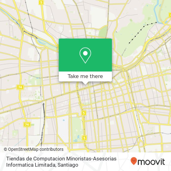 Mapa de Tiendas de Computacion Minoristas-Asesorias Informatica Limitada, Calle Nueva Amunategui 8320000 Centro Histórico, Santiago, Región Metropolitana de Santiago