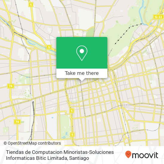 Mapa de Tiendas de Computacion Minoristas-Soluciones Informaticas Bitic Limitada, Calle Nueva York 8320000 Centro Histórico, Santiago, Región Metropolitana de Santiago