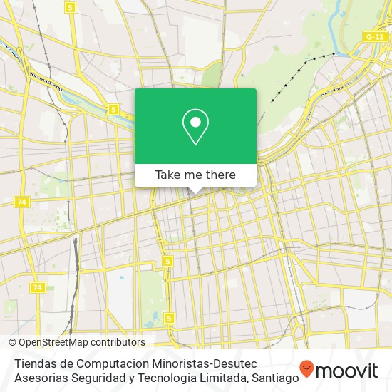 Mapa de Tiendas de Computacion Minoristas-Desutec Asesorias Seguridad y Tecnologia Limitada, Avenida Libertador Bernardo O'Higgins 8320000 Centro Histórico, Santiago, Región Metropolitana de S