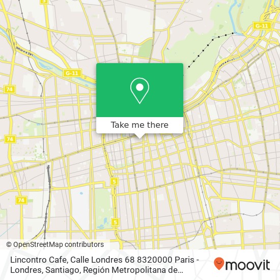 Mapa de Lincontro Cafe, Calle Londres 68 8320000 Paris - Londres, Santiago, Región Metropolitana de Santiago