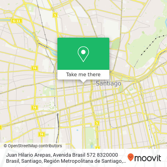 Juan Hilario Arepas, Avenida Brasil 572 8320000 Brasil, Santiago, Región Metropolitana de Santiago map
