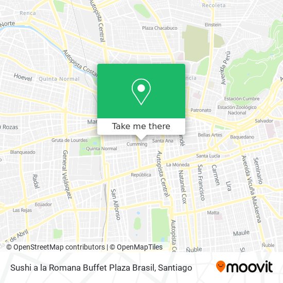 How to get to Sushi a la Romana Buffet Plaza Brasil in Santiago by Micro or  Metro?