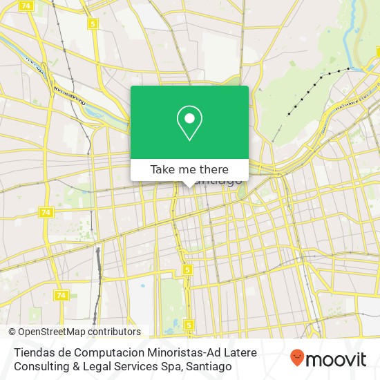 Mapa de Tiendas de Computacion Minoristas-Ad Latere Consulting & Legal Services Spa, Calle Huérfanos 1373 8320000 Centro Histórico, Santiago, Región Metropolitana de Santiago