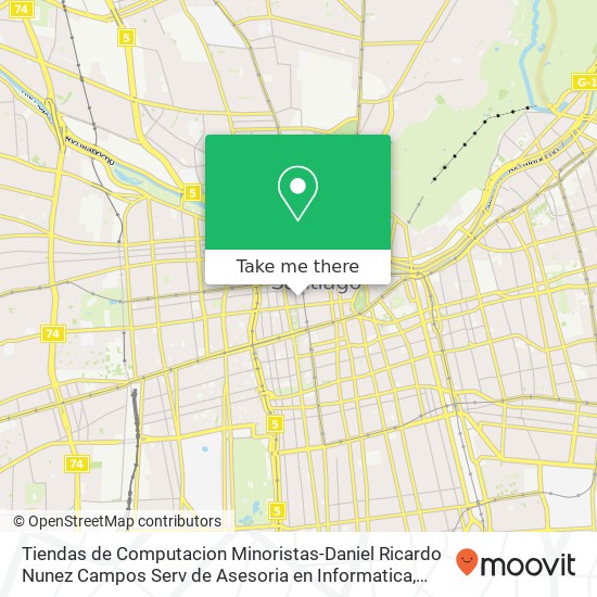 Mapa de Tiendas de Computacion Minoristas-Daniel Ricardo Nunez Campos Serv de Asesoria en Informatica, Calle Huérfanos 1160 8320000 Centro Histórico, Santiago, Región Metropolitana de Santiago
