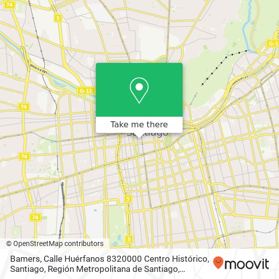 Mapa de Bamers, Calle Huérfanos 8320000 Centro Histórico, Santiago, Región Metropolitana de Santiago