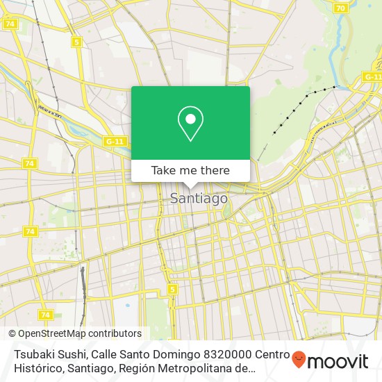 Tsubaki Sushi, Calle Santo Domingo 8320000 Centro Histórico, Santiago, Región Metropolitana de Santiago map